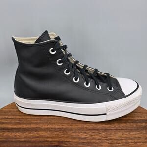 Converse Chuck Taylor All Star Lift Shoes Womens 7.5 Black Leather High Platform